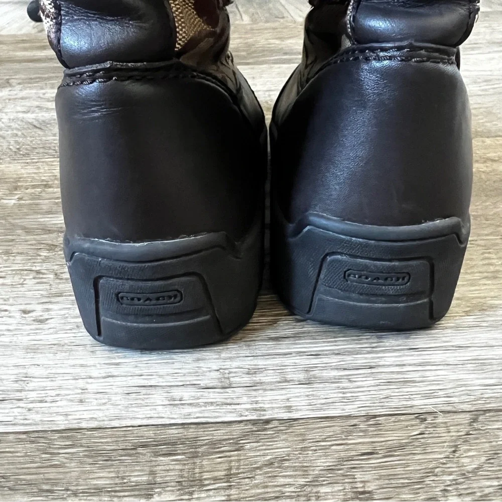 Coach Kimberly Vintage Genuine Rabbit Fur Trim Winter Boots with Coach Logo